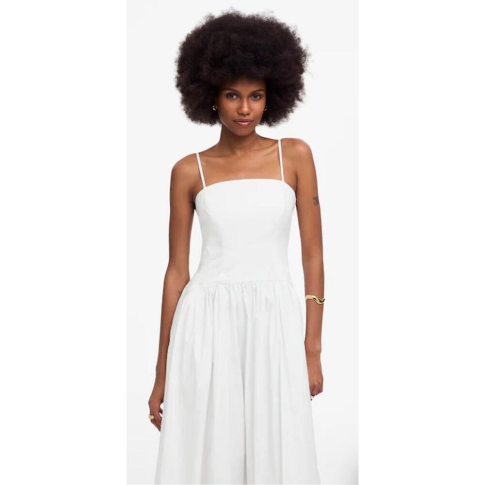 NWT Madewell Poplin Seamed Maxi Dress Bridal Resort White 4 *Flaw